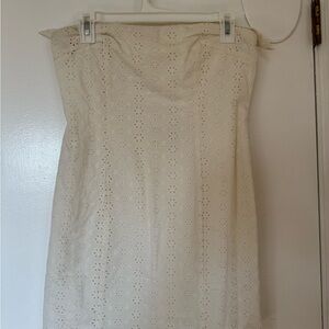Cream Eyelet Strapless Dress